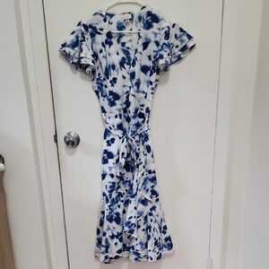 a new day Navy and White Tie-Dye Midi Dress